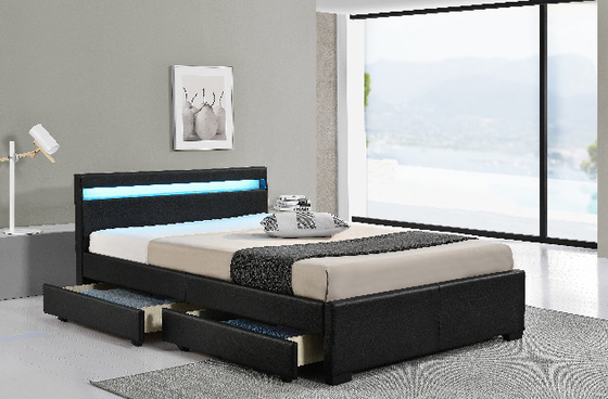 Volledig bed frame met LED-oplaadstation opslag hoofdplaat en laden