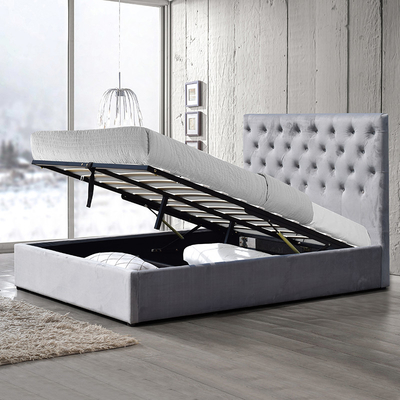 Lift Up Storage Bed Volledige grootte Linnen gepoleerde bed frame met hydraulische opslag