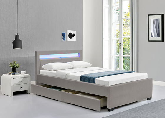 Gepolsterd platform bed frame met opslag laden LED lichten hoofdbord