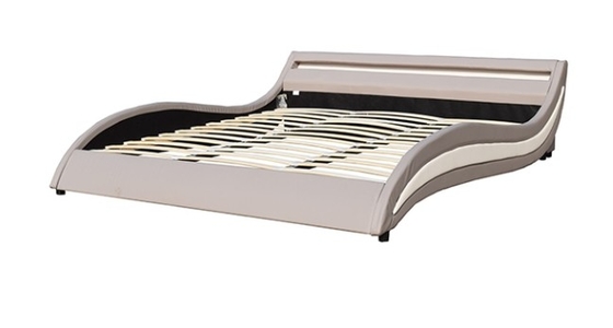 Moderne stijl LED licht leer gepoleerde bed voor slaapkamer