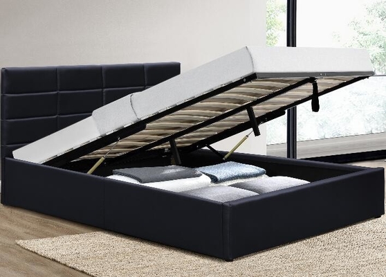 Gepupperd platformbed met gasophanging, volledig bed frame met onderstaande opslag