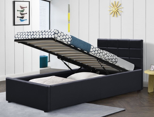 Gepupperd platformbed met gasophanging, volledig bed frame met onderstaande opslag