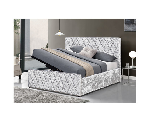 Bed van de het Gaslift van verbrijzelings het Lichte Grey Velvet Bed Frame Fabric met Opslagemc Certificaat
