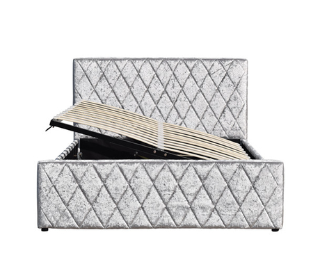 Bed van de het Gaslift van verbrijzelings het Lichte Grey Velvet Bed Frame Fabric met Opslagemc Certificaat
