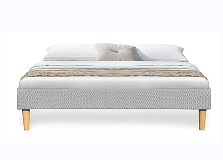 Licht Gray Linen Soft Upholstered Bed-Kader zonder Hoofdeinde