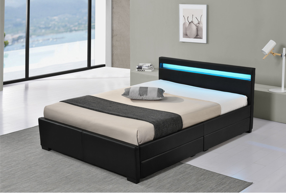 Pu Faux Leer LEIDEN Bekleed Bed met Opslaglade 12 Maanden Garantie