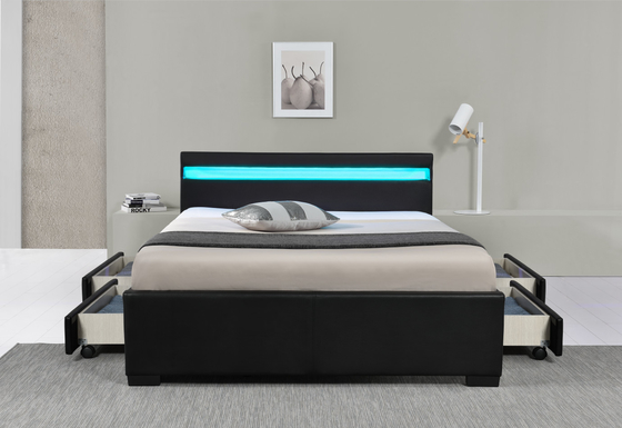 Pu Faux Leer LEIDEN Bekleed Bed met Opslaglade 12 Maanden Garantie