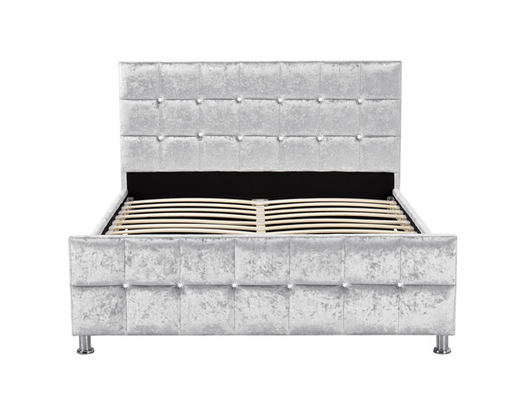 Crystal Button European Style King-het Kader van het Groottebed met Hoofdeinde Verpletterde Fluweelstof