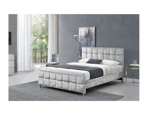Crystal Button European Style King-het Kader van het Groottebed met Hoofdeinde Verpletterde Fluweelstof