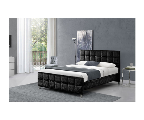 Crystal Button European Style King-het Kader van het Groottebed met Hoofdeinde Verpletterde Fluweelstof