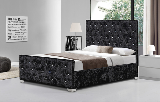 Crystal Tufted Velvet Upholstered Bed-Hoge het Hoofdeindestijl van Kader Luxueuze Knopen