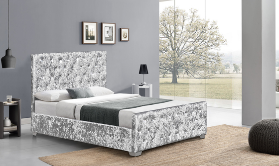 Crystal Tufted Velvet Upholstered Bed-Hoge het Hoofdeindestijl van Kader Luxueuze Knopen