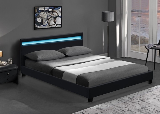 De luxe Beklede Certificatie van Koninginsize Bed With Led Lichte EN1725 BSCI van Faux Leer