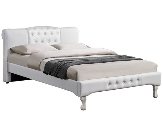 OEM het Witte Leer Beklede Bed van de Platformar met Diamond Buttons BSCI