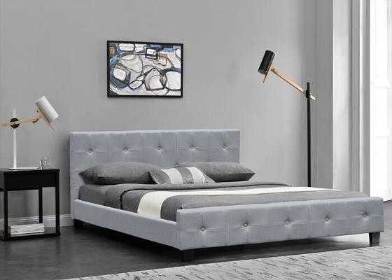 Gemakkelijke Assemblagekoning Single Upholstered Bed Licht Grey Fabric Bed Frame