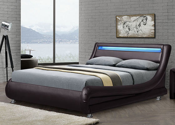 Het beklede Moderne Eigentijdse van de het Leergolf van het Bedkader Bed van het de Krommeplatform