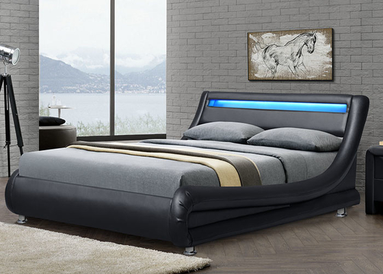 Het beklede Moderne Eigentijdse van de het Leergolf van het Bedkader Bed van het de Krommeplatform