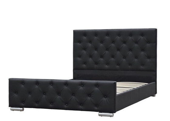 De verpletterde van het het Kadertriplex van Size Upholstered Bed van de Fluweelkoning Stijl van het Leereuropa van Faux Zwarte