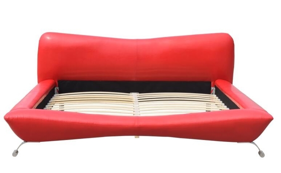Rode Faux-van de het Kaderluxe van het Leerbed het Triplexkoning Size 84cm