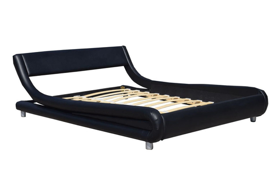 Zwart Faux-van het het Kaderhoofdeinde van het Leerbed van de Koningssingle curved headboard het Bedkader