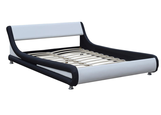 Zwart Faux-van het het Kaderhoofdeinde van het Leerbed van de Koningssingle curved headboard het Bedkader