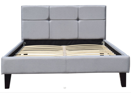 Triplex Koninginsize Fabric Bed Frame Matras Platform Grey Wooden Ottoman Bed