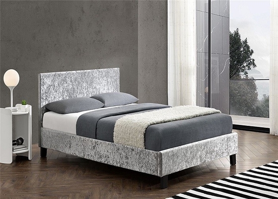 SF833 het Hoofdeinde van het Kadergrey crush velvet fabric with van het koninginsize Upholstered Bed