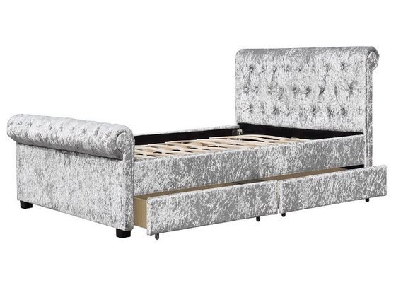 Kingsize Chesterfield tufted opslagbed met vier laden