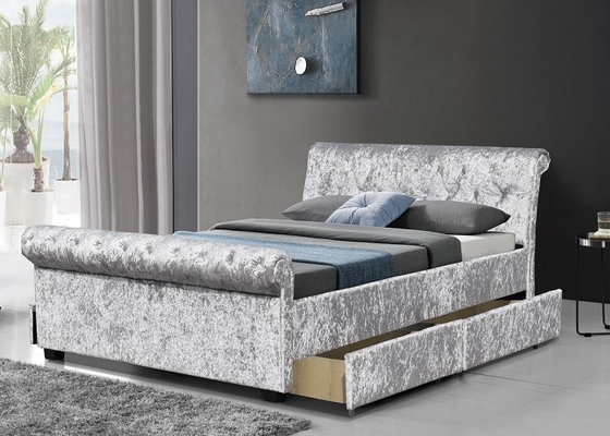 Beklede Doorgenaaide Opslagbed Koningin Size European Bedroom Customized