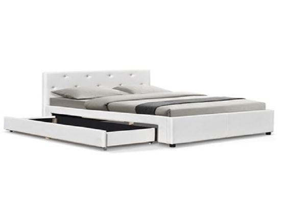 Sunny Modern Faux Leather Storage-Bed Dubbele Grootte met Ladenoem
