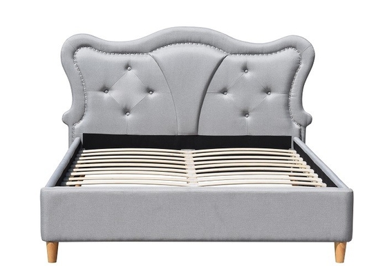 Maakt het Nailheadkinderen Beklede Bed Grey Linen Button Tufted Curved-Hoofdeinde in orde