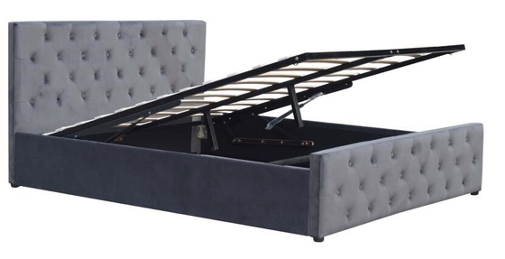 Dubbel van het de Opslagbed van de Gaslift de Stoffentriplex Klein Licht Grey Velvet Upholstered Bed