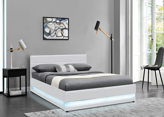 Witte van de de Liftopslag van het Leergas het Tweepersoonsbed Moderne Stof Bekleed met LEIDEN Licht