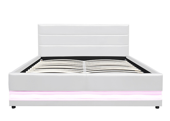 Witte van de de Liftopslag van het Leergas het Tweepersoonsbed Moderne Stof Bekleed met LEIDEN Licht