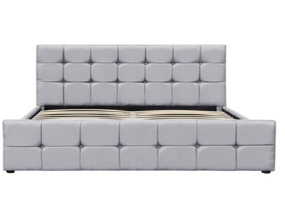 Het Hout van het slaapkamerplatform Bekleed Koningin Bed Frame With Button