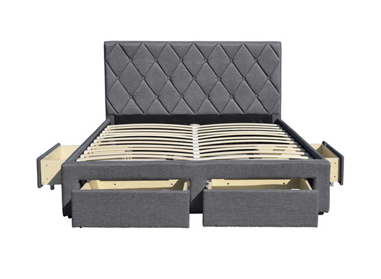 OEM de Stof van het het Bedfluweel van Koningssize tufted storage met Vier Opslagladen