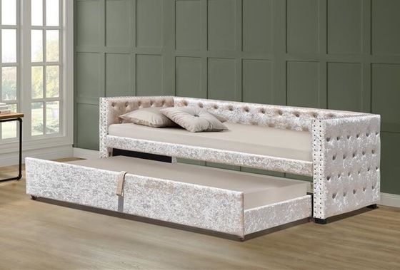 3ft de Bodem van Verbrijzelingsgrey velvet daybed with trundle Tufed