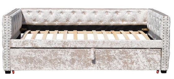 3ft de Bodem van Verbrijzelingsgrey velvet daybed with trundle Tufed