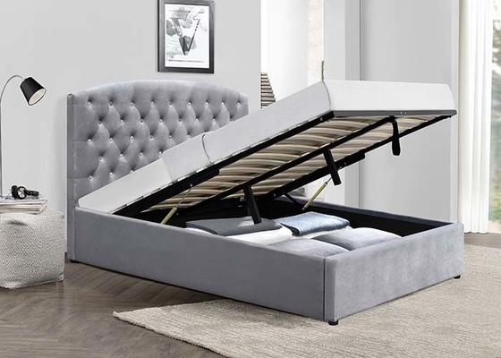 Van het de Opslagbed van de Gaslift Bed met latjes van de de Koningssize unadjustable fabric Beklede Ar het Dubbele