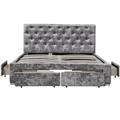 Koninginsize Double Upholstered Ottoman Bedkader met 4 Ladenoem ODM