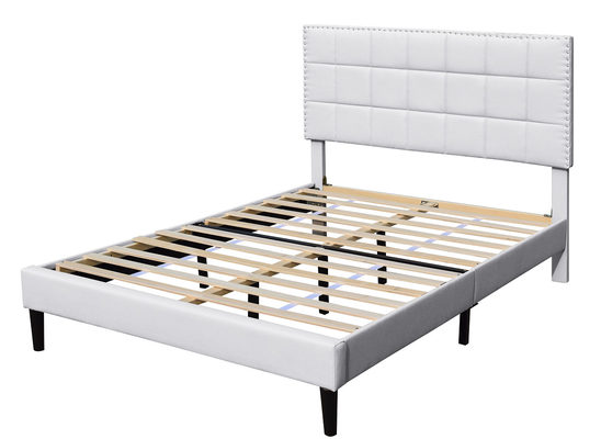 Wit van het het Hoofdeindebed van Koningsupholstered storage bed Pu Vierkant Doorgenaaid Kader 140X190Cm