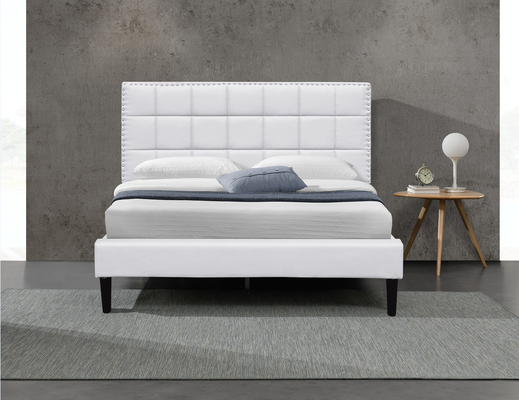 Wit van het het Hoofdeindebed van Koningsupholstered storage bed Pu Vierkant Doorgenaaid Kader 140X190Cm