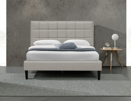 Wit van het het Hoofdeindebed van Koningsupholstered storage bed Pu Vierkant Doorgenaaid Kader 140X190Cm