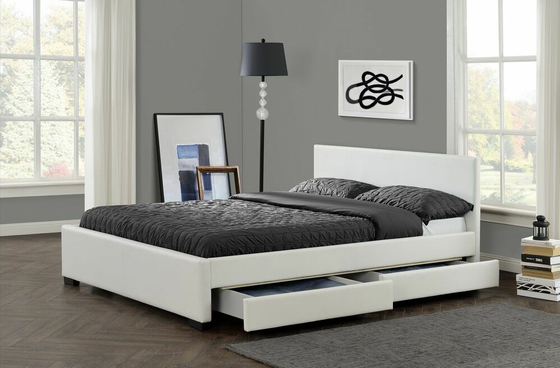 Wit van de het Platformopslag van Faux Leer Bekleed het Bedkader met leiden