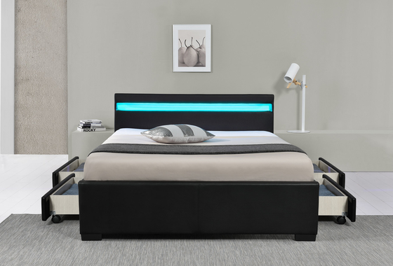 Wit van de het Platformopslag van Faux Leer Bekleed het Bedkader met leiden