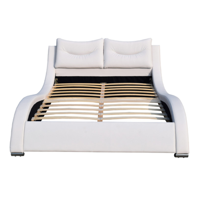Van het het Leerbed van Faux van het luxehoofdeinde de Dubbele Grootte met de Vorm Wit Pu van de Hoofdkussenkromme