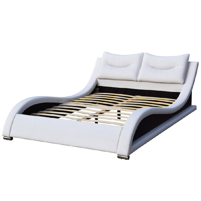 Van het het Leerbed van Faux van het luxehoofdeinde de Dubbele Grootte met de Vorm Wit Pu van de Hoofdkussenkromme