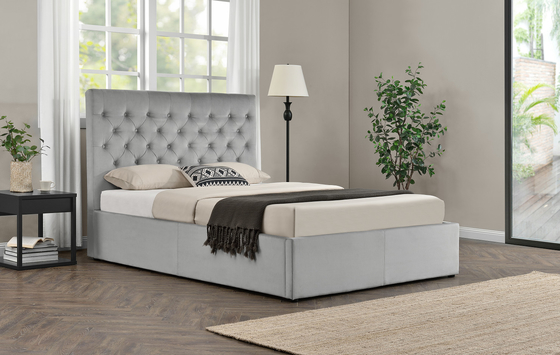 Kader van het konings het Size Platform Tufted Beklede Bed met Knopenhoofdeinde