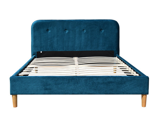 Stof van het het Bedkader BSCI van het fluweel de Blauwe Triplex Bekleed Koningin Bed Headboard