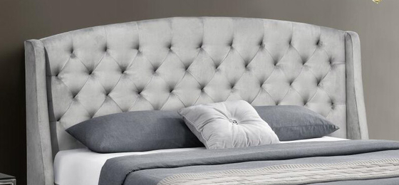 De beklede Wingback-Koning van het Kader Donkere Grey Velvet Wing Headboard Queen van het Triplexbed